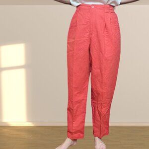 Vintage Liz Claiborne Sport Coral Linen Blend High Waisted Pants Petite